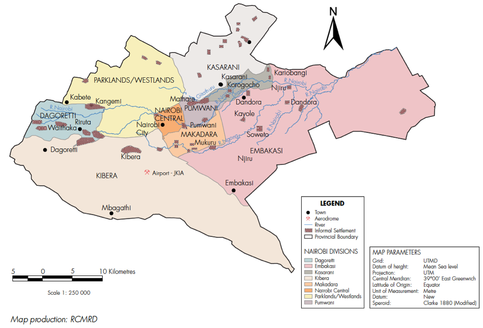 The Map Of Nairobi Map Of Informal Settlements In Nairobi - Hungry Cities