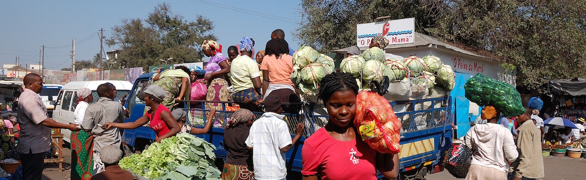 Maputo Market Woman Carrying Onions