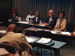 Panel at HCP-CGB Conference: Ndeyapo Nickanor, Ines Raimundo, Jonathan Crush, Elizabeth Thomas Hope